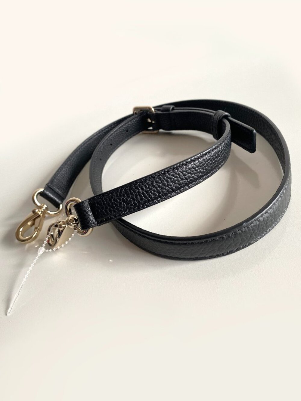Adjustable Black Pebbled Leather Replacement Bag Strap Silver Clasps